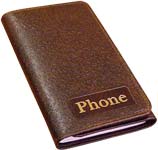 Телефонная книга А6+ раскладушка в обложке из кожи, алфавитный блок на пружине, блокнот для записей