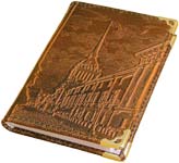 Телефонная записная книга карманная сувенирная с вырубным алфавитом в переплете из натуральной кожи с рисунком Адмиралтейство