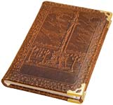 Телефонная записная книга карманная сувенирная с вырубным алфавитом в переплете из натуральной кожи с рисунком Александрийский столп